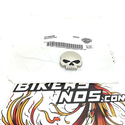 NEW Genuine Harley Willie G Antique Nickel Skull Fairing Medallion 1.5" 14100228