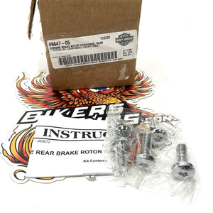 NEW Genuine Harley Chrome Rear Brake Disc Hardware 5 piece bolt Kit 46647-05