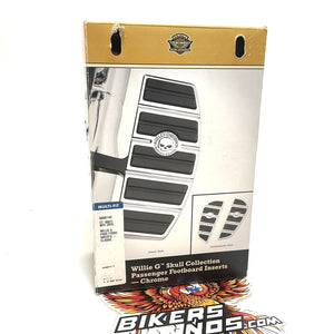 NEW Genuine Harley Willie G Skull Chrome Passenger Footboard Insert Kit 50501142