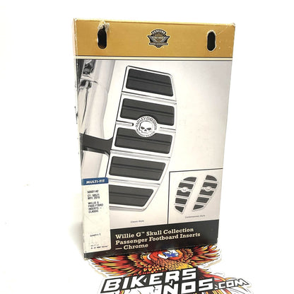NEW Genuine Harley Willie G Skull Chrome Passenger Footboard Insert Kit 50501142