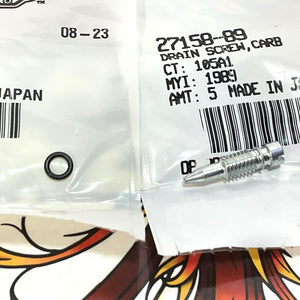 NOS Genuine Harley 1991-1999 Touring Softail Carb Drain Screw W/ O-Ring 27158-89