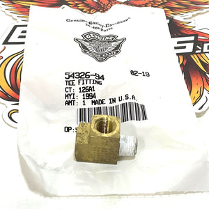 NOS Genuine Harley 1995-2012 Police Seat air line brass T Fitting 54326-94