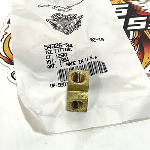 NOS Genuine Harley 1995-2012 Police Seat air line brass T Fitting 54326-94