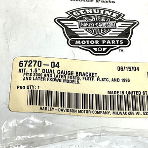 NOS Genuine Harley 2000 Up Softail Dyna 1.5" Dual Gauge Bracket Kit 67270-04