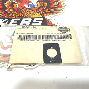 NOS Genuine Harley 1984-2017 Road King Nacelle Accessory Switch Label 68601-94