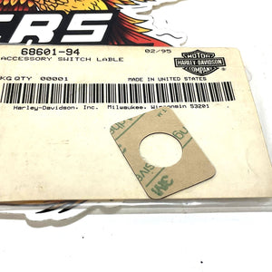 NOS Genuine Harley 1984-2017 Road King Nacelle Accessory Switch Label 68601-94