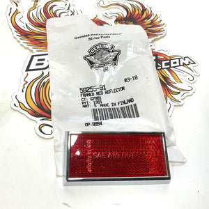 New Genuine HARLEY 1991-2008 3" x 1 1/2" Chrome FRAMED RED REFLECTOR 59255-91