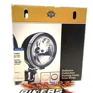 NEW Genuine Harley 4 " Defiance Auxiliary Lamp Trim Rings Machine Cut 61400355