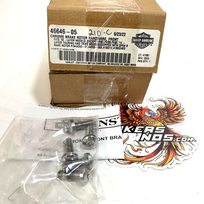 NOS Genuine Harley CHROME BRAKE ROTOR HARDWARE FRONT 46646-05