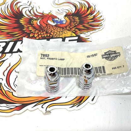 NOS Genuine Harley 1997-2003 Springer 2X Auxiliary Light hollow Chrome Nuts 7892