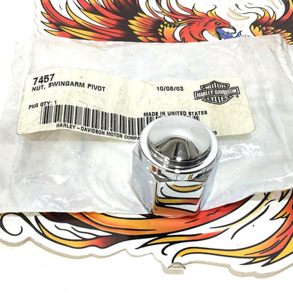 NOS Genuine Harley Chrome 5/8 inch Pivot Shaft Nut 7457