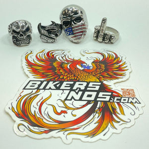 4 piece Lot of Stainless Steel Large Men's Harley Biker Skull Rings size  12-13