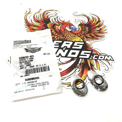 NEW Genuine Harley Chrome Set Of Bullet Turn Signal Recess Cover 68028-03