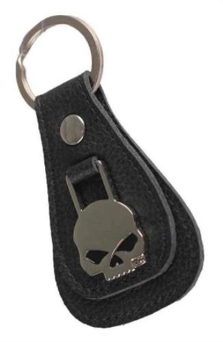 NEW Genuine Harley Willie G® Skull Medal Teardrop Key Chain Black XFL0023-BLACK
