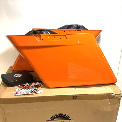 Advanblack Baja Orange 4.5'' Stretched Saddlebag W/Lids 2014-23 Touring SB14-BO