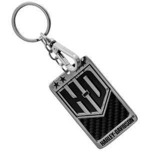 NOS Genuine Harley-Davidson 2-Sided Americana Carbon Fiber Metal Key Chain 4540