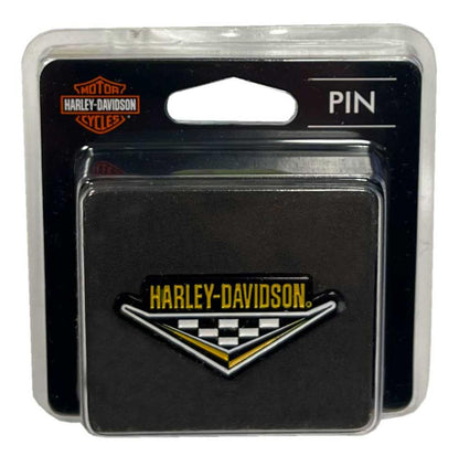 NEW Harley-Davidson® Nostalgia Checker Tri Metal Pin, Gloss Black Finish 8013363
