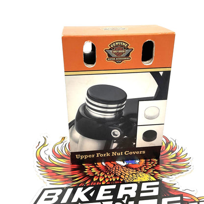 NOS Genuine Harley Dyna Softail Upper Fork Nut Covers Chrome 45500514