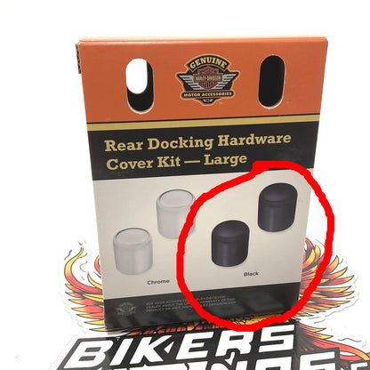 NEW Genuine Harley Large BLACK 2 pack Rear Docking Hardware Cover Kit 48223-10