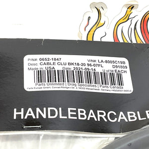 LA Choppers 1996-2007 Touring Black Clutch Cable 18"- 20" Handlebars LA-8005C19B