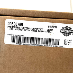 NOS Genuine Harley 2018 Up Softail Passenger Footpeg Support Kit Black 50500769