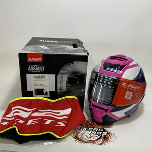 LS2 Assault Pink/White Adult Street Helmet Large 800-1514