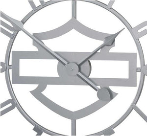 Genuine Harley Silhouette Bar&Shield Open Face Metal Wall Clock Silver HDX-99214