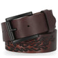 NEW Harley Mens 44" Tooled Flames HD Logo Genuine Leather Belt Brown BMM031/0144