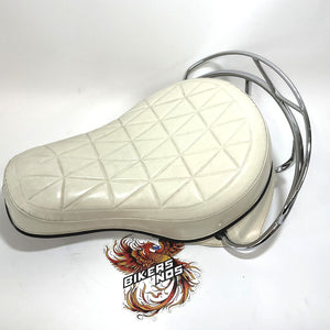 NICE! Genuine Harley Panhead Shovelhead White Standard Buddy Seat