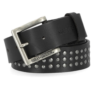 NEW Harley 36" Mens Triple Row Studded Leather Nickel Finish Belt BMU003/0836