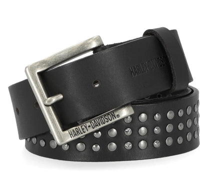 NEW Harley Mens 42" Triple Row Studded Leather Antique Nickel Belt BMU003/0842