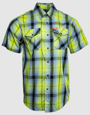 NEW Mens Medium Dixxon Challenger Bamboo Short Sleeve Plaid Shirt BS-CHLGR-MD