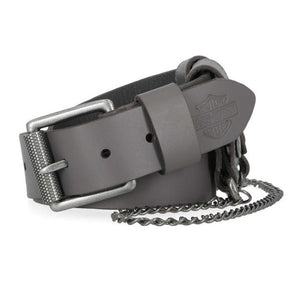 NEW Harley MED Womans Utility Fob Chain Genuine Leather Gray Belt BMW019/30M