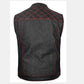 Unik International Mens 2XL Denim Leather Vest Red Stitching 6678-2X