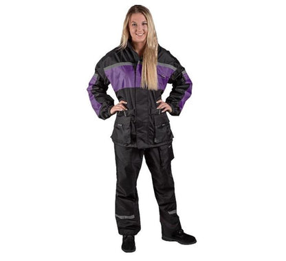 NEW Fulmer Women 2XL 452 Legacy 2-Pc Reflective Biker Rain Suit Black Purple