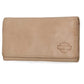 NEW Harley Bar & Shield Washed Leather Mens Tri-Fold Wallet Brush MWM057/39