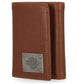 Harley Mens Bar & Shield Plate Tri-Fold Leather Wallet Yellow Brown MWM044/15
