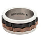 NEW Harley Mens Size 11 Curved Tri Tone Stack Ring Stainless Steel Black/Brown