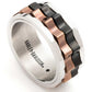 NEW Harley Mens Size 11 Curved Tri Tone Stack Ring Stainless Steel Black/Brown