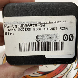 Harley Mens Size 10 Modern Edge Bar & Shield Signet Ring Sterling Silver HDR0579