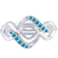 NEW Harley Womens Size 9 Interlock Blue Bling Stone Ring Sterling Silver HDR0538