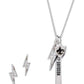 NEW Harley Women's 16" Lightening Charm Necklace & Earring Set Silver 34S00018