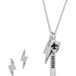 NEW Harley Women's 16" Lightning Charm Necklace & Earring Set Silver 34S00018