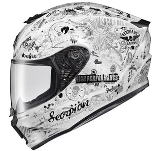 NEW Scorpion EXO-R420 Shake II White Full Face Motorcycle Helmet 2XL 75-23632X