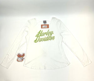 NEW Harley 1X Womens Gold Road Crew Neck Long Sleeve Shirt Ivy HT4823IVY-1X