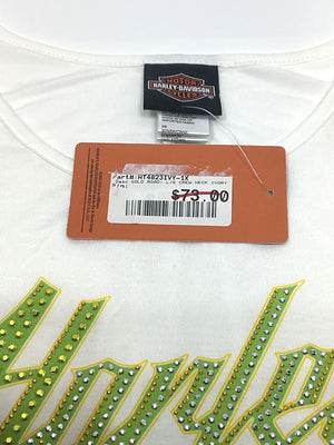 NEW Harley 1X Womens Gold Road Crew Neck Long Sleeve Shirt Ivy HT4823IVY-1X