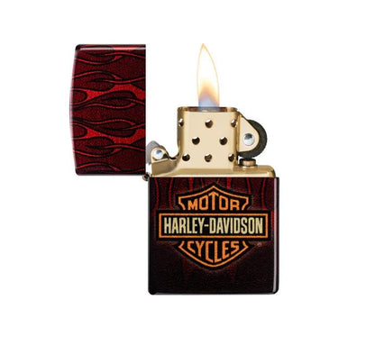 NEW Genuine Harley-Davidson Fusion Flames Design Black Zippo Lighter 48994