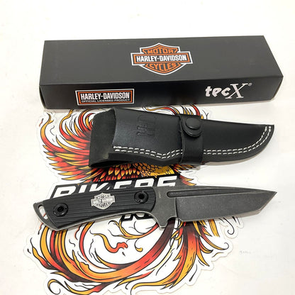 NEW Genuine Harley Case TecX Fixed Black Blade 4.25" Knife & Sheath 52164A