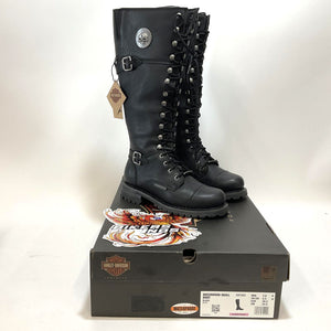 NEW Harley SZ 7.5 Womens Beechwood Skull Black Waterproof Biker Boots D87283-7.5