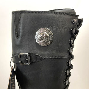 NEW Harley SZ 6 Womens Beechwood Skull Black Waterproof Biker Boots D87283-6